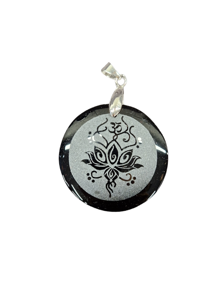 Colgante Flor de Loto Obsidiana