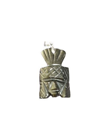 Golden Obsidian Aztec Pendant