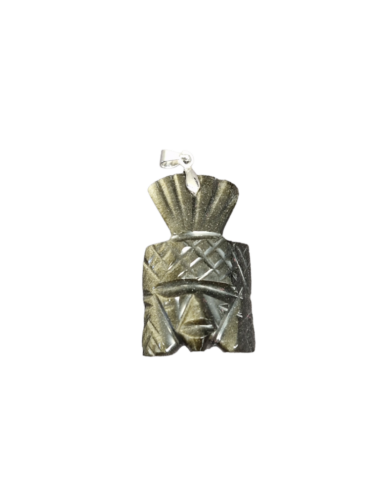 Colgante Azteca de obsidiana dorada A