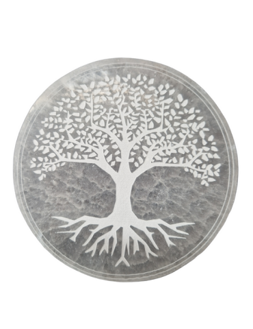Engraved Selenite Tree of Life