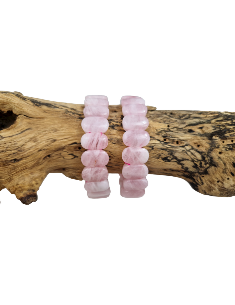 Braccialetto di Quarzo rosa piatto