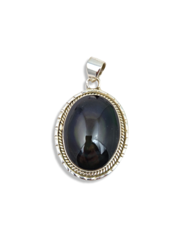 Obsidian celestial eye pendant set in 925 silver