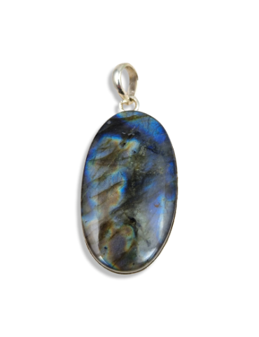 Ciondolo in labradorite blu incastonato in argento 925