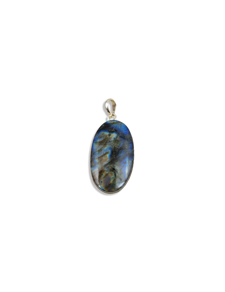 Ciondolo in labradorite blu incastonato in argento 925