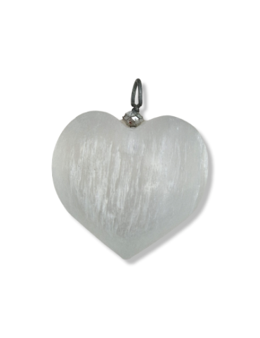 Selenite heart pendant