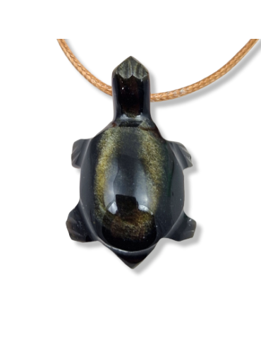 Gouden obsidiaan schildpad hanger