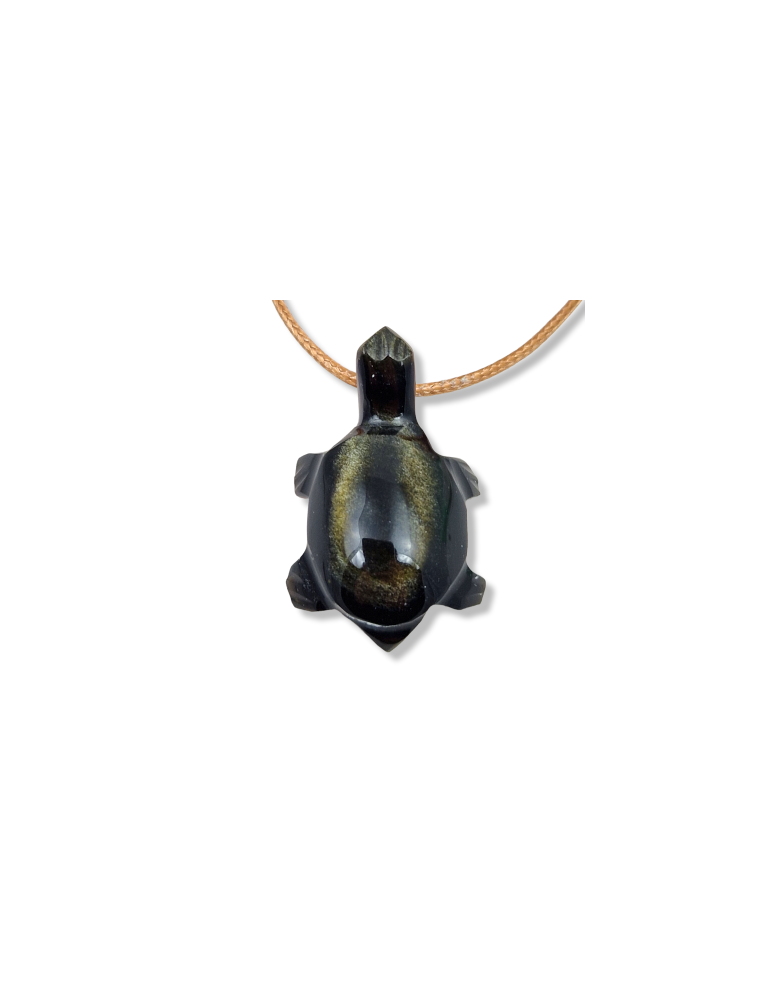 Colgante de tortuga de obsidiana dorada AA