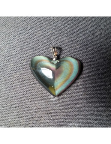 AA celestial eye obsidian heart pendant