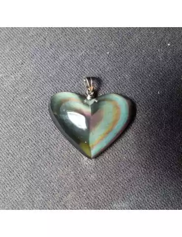 Celestial eye obsidian heart pendant AA