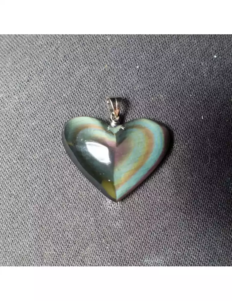 Celestial eye obsidian heart pendant AA