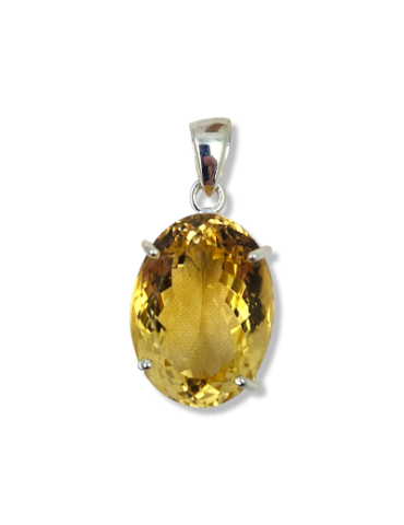 Faceted Citrine Pendant set in 925 Silver