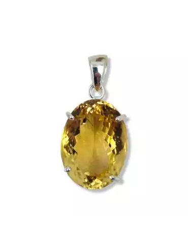 Faceted Citrine Pendant set in 925 Silver