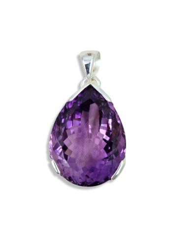Faceted Amethyst Pendant set in 925 Silver