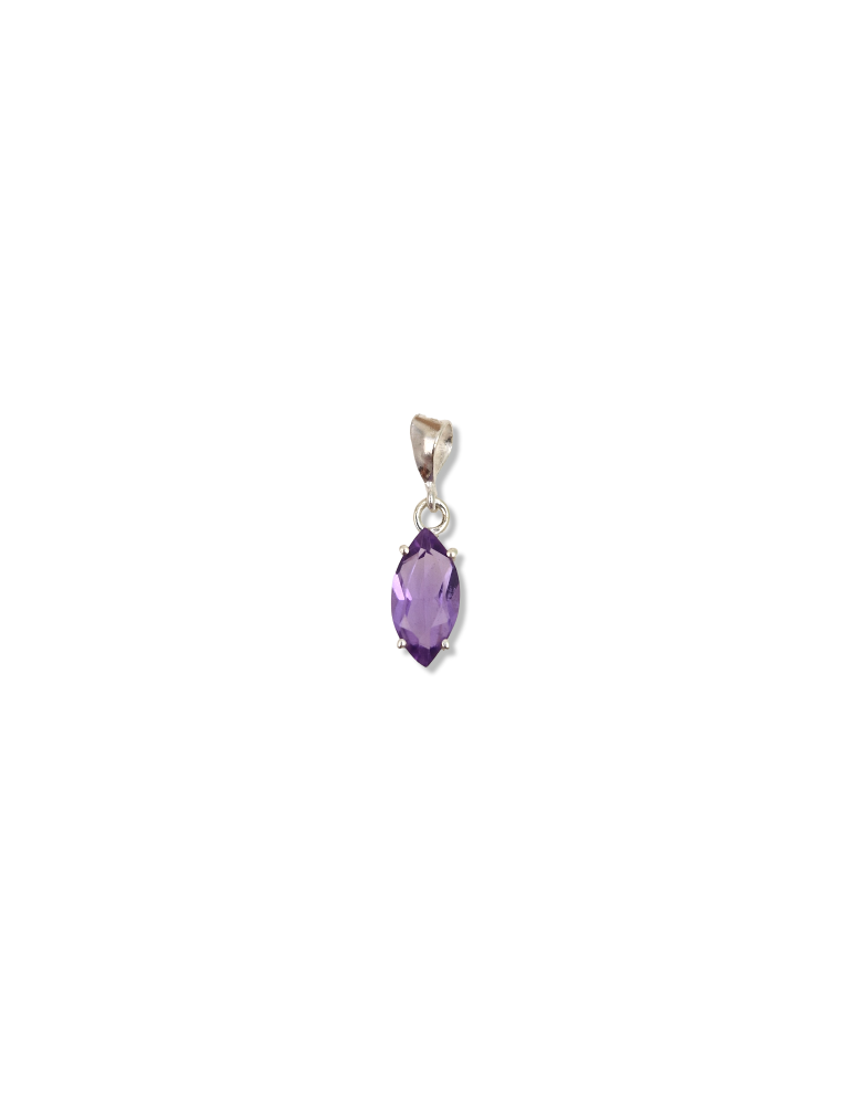 Faceted Amethyst Pendant set in 925 Silver