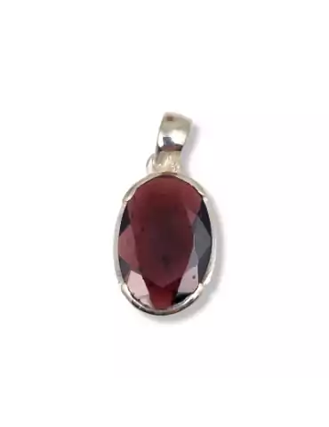 Faceted Garnet Pendant set in 925 Silver