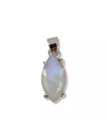 Pendentif facettes Labradorite blanche serti argent 925