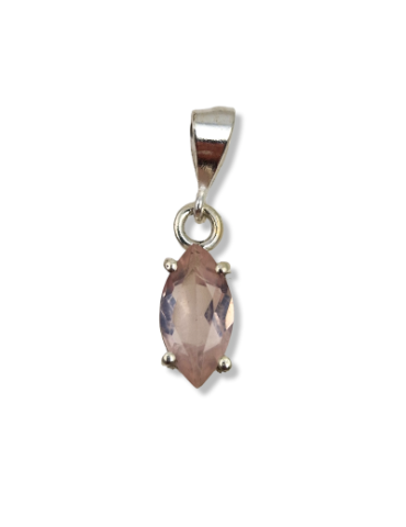 Faceted Rose Quartz Pendant set in 925 Sterling Silver