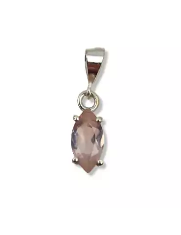 Pendentif facettes Quartz rose serti argent 925