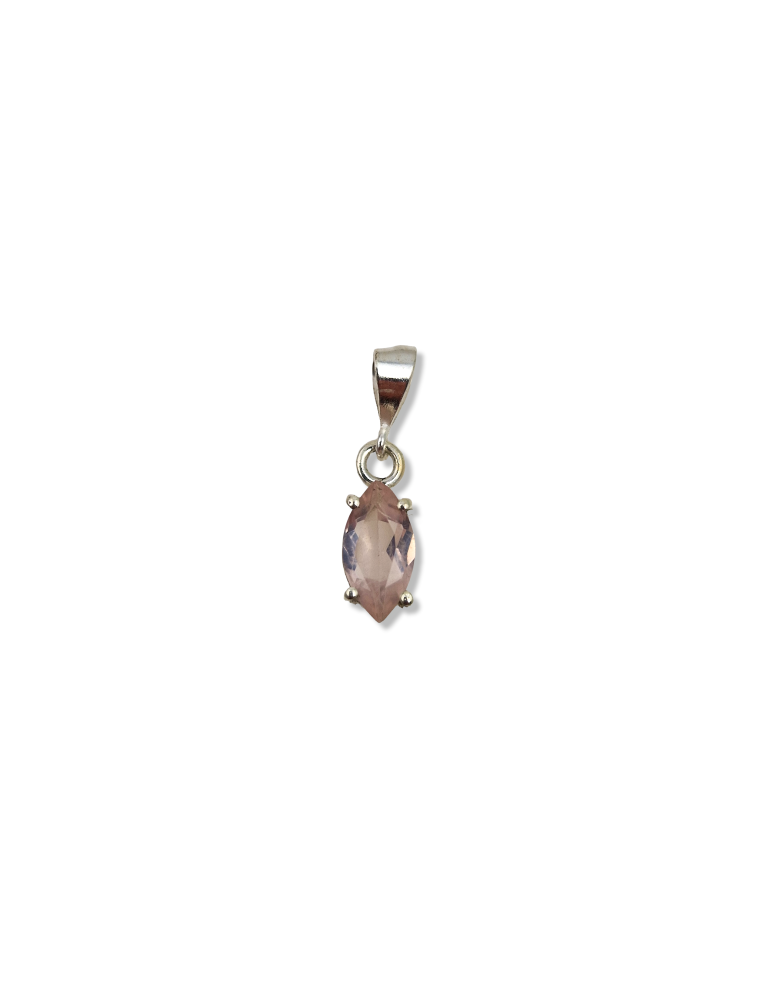 Faceted Rose Quartz Pendant set in 925 Sterling Silver