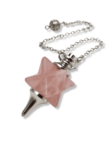 Péndulo de cuarzo rosa Merkaba