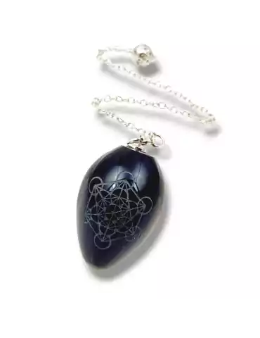 Metatron Pendulum Black Obsidian Egg