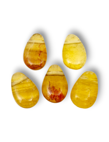 Pierced pendants through Yellow Fluorite set x5