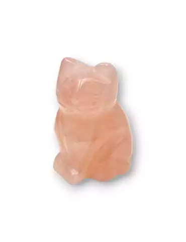 Chat sculpté en Quartz rose