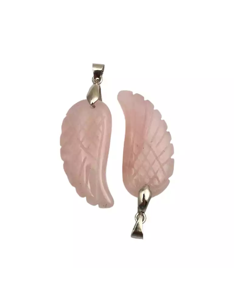 4 cm Rose Quartz Wing Pendant