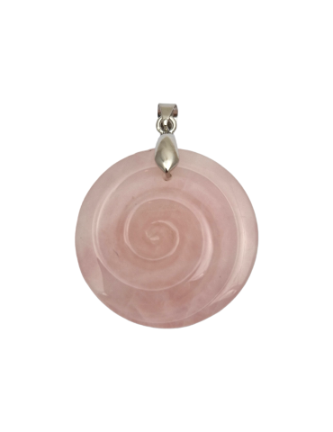 Pingente espiral celta quartzo rosa 4cm