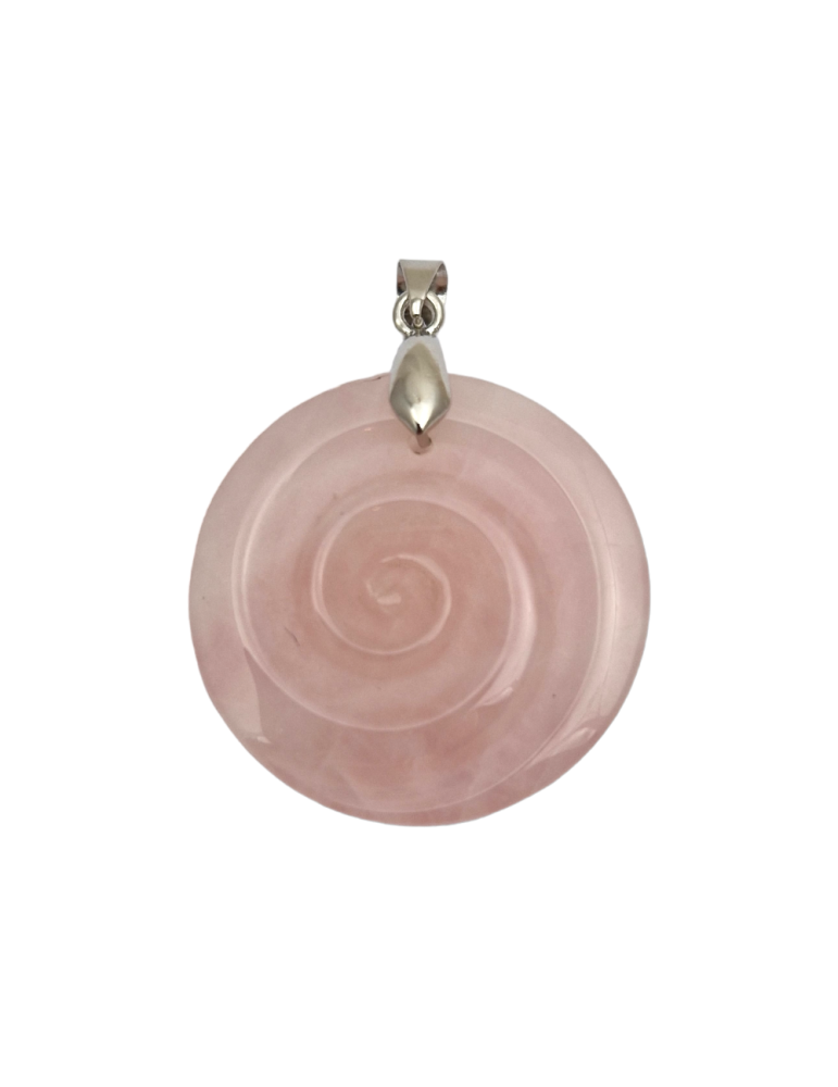 Pingente Espiral Céltica Quartzo Rosa 4cm