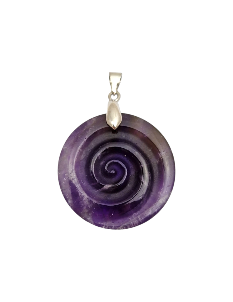 Celtic Spiral Amethyst Pendant 4cm