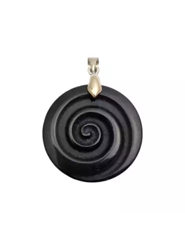 Celtic Spiral Obsidian Pendant 4cm