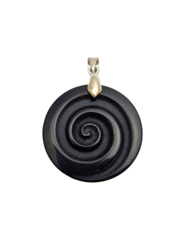 Pingente Espiral Céltica Obsidiana 4cm