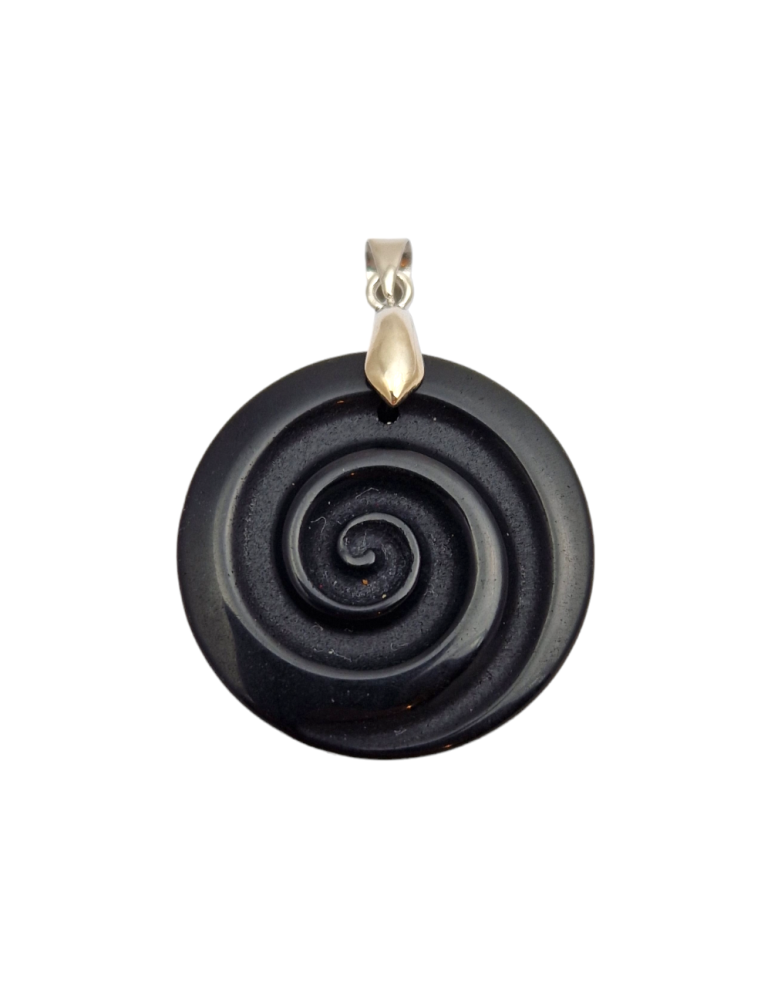 Keltischer Spirale Obsidian Anhänger 4cm