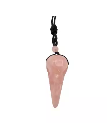 Pendentif crâne corbeau quartz rose 5,5cm