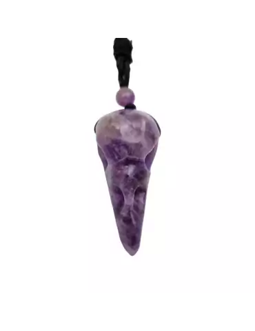 Amethyst Raven Skull Pendant 5.5cm