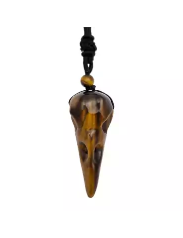 Raven Skull Pendant Tiger Eye 5.5cm