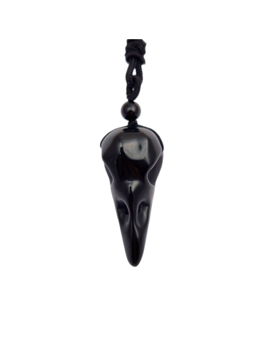 Pendentif crâne corbeau Obsidienne 5,5cm