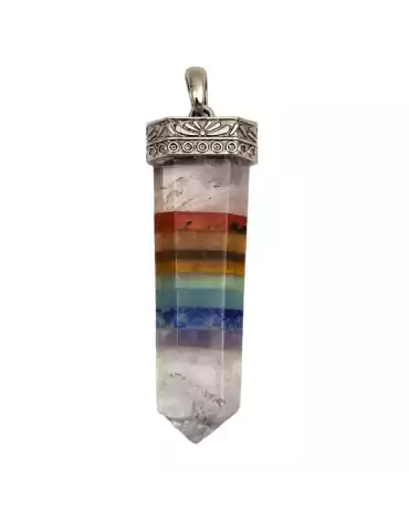 7chakras Pendant in Rock Crystal 6cm