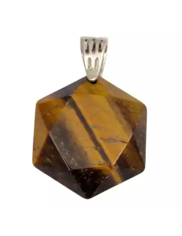 Pendentif hexagonal Œil de tigre 4cm