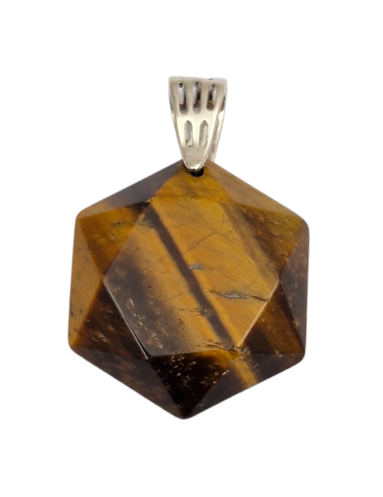 Hexagonal Tiger Eye Pendant 4cm