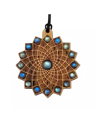 Pendentif en bois Soleil de vie en Labradorite 4cm