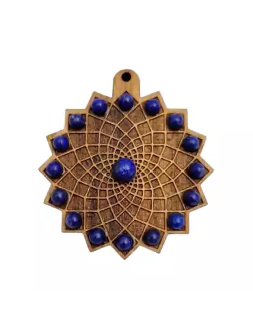 Life Sun wooden pendant with lapis lazuli 4cm