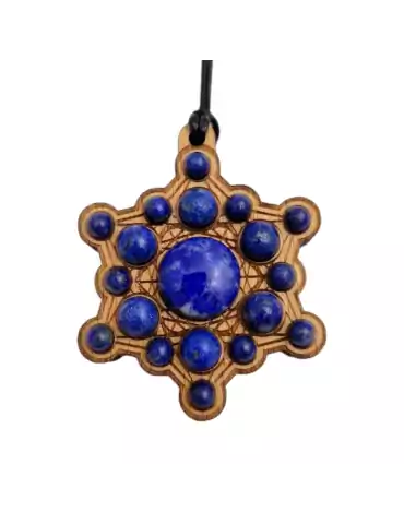 Metatron wooden pendant in Lapis Lazuli 4cm