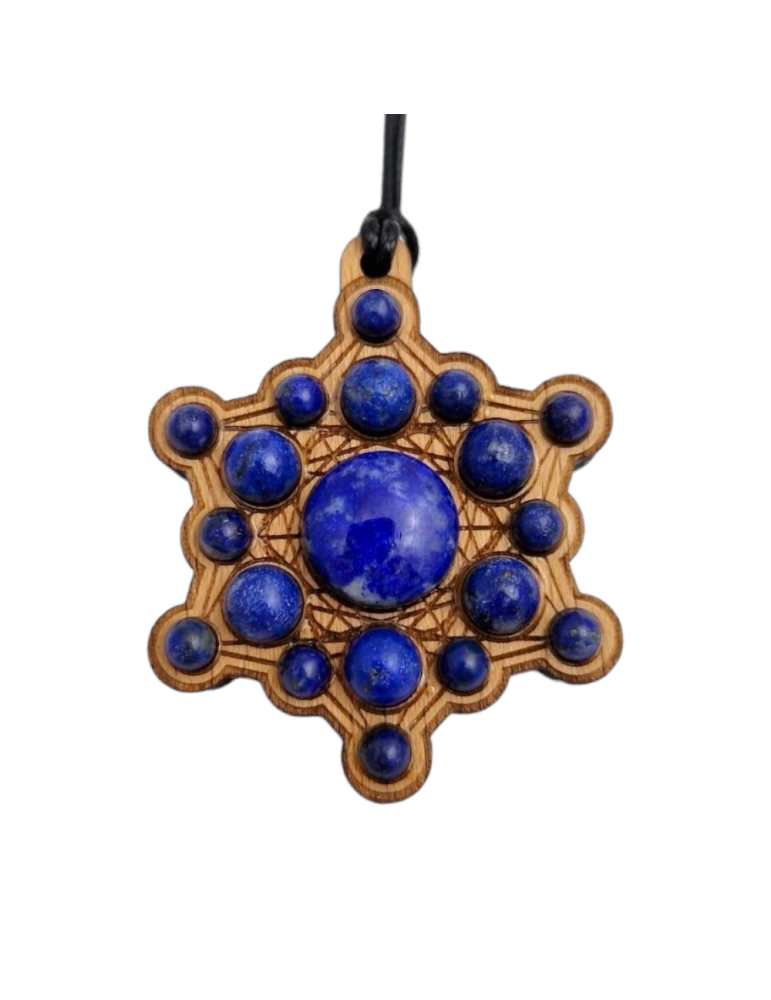 Metatron-hanger van hout in Lapis Lazuli 4cm