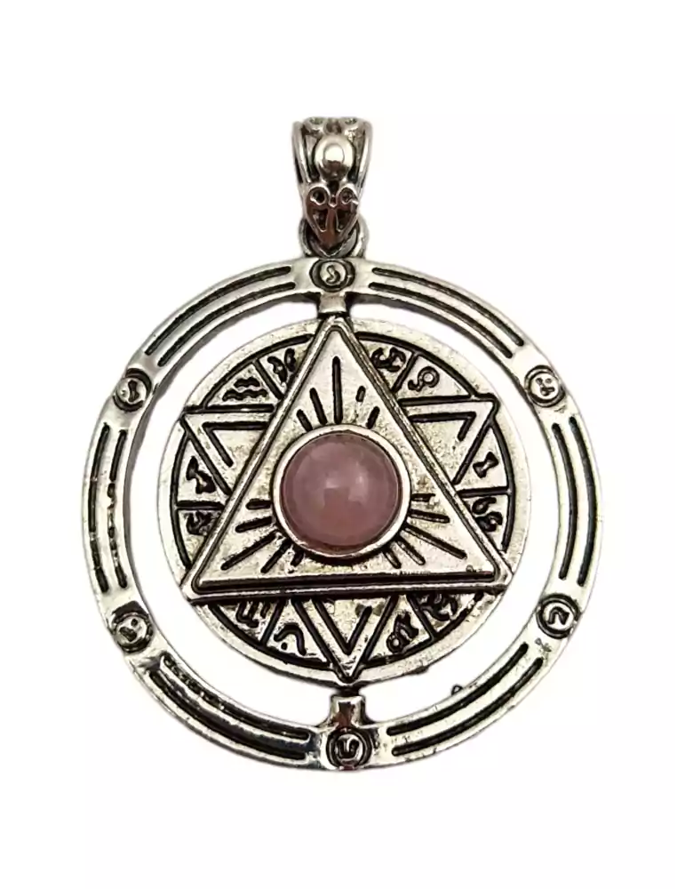 Rotating pentacle pendant Rose Quartz 4cm