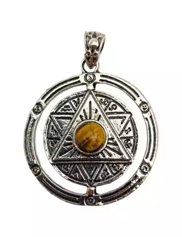 Pendentif pentacle rotatif Œil de Tigre 4cm