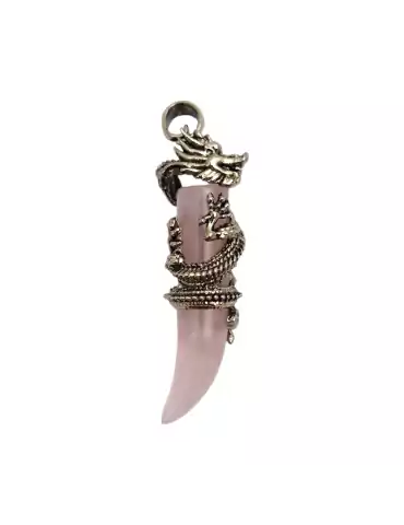 Pendentif dent Dragon quartz rose 6,5cm