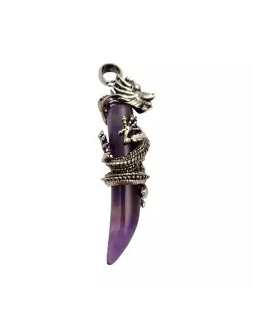 Pendentif dent Dragon Améthyste 6,5cm