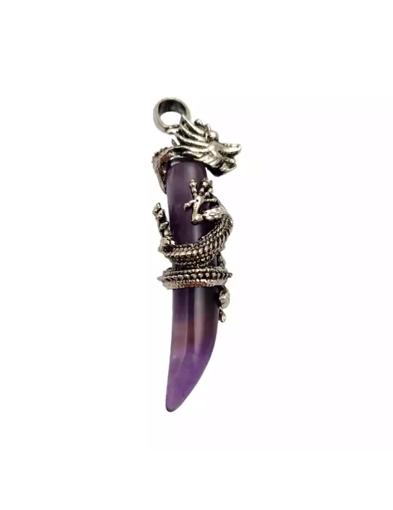 Amethyst Dragon Tooth Pendant 6.5cm